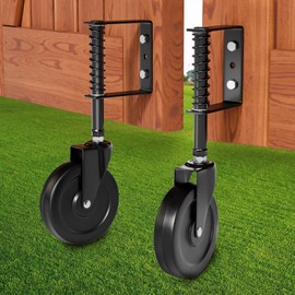 5” Spring Loaded Gate Wheel Gate Caster Wheel Fence Wheels for Gates, Fence Gate Wheel Gate Caster Gate Wheels for Wooden Gate, Ideal for Outdoor Gates, 200 LBS Capacity, 2 Pcs, Black