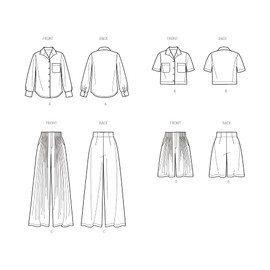 Simplicity Misses' Button Down Shirt, Pants and Shorts Sewing Pattern Kit, Design Code S9715, Sizes 8-10-12-14-16