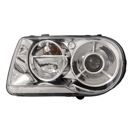 HEADLIGHTSDEPOT Chrome Housing Halogen Headlight With Delay Option Compatible With Chrysler 300 2005-2010 Includes Left Driver Side Headlamp