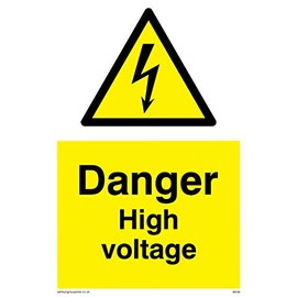 Viking Signs WE90-A6P-V "Danger High Voltage" Sign, Vinyl, 150 mm H x 100 mm W