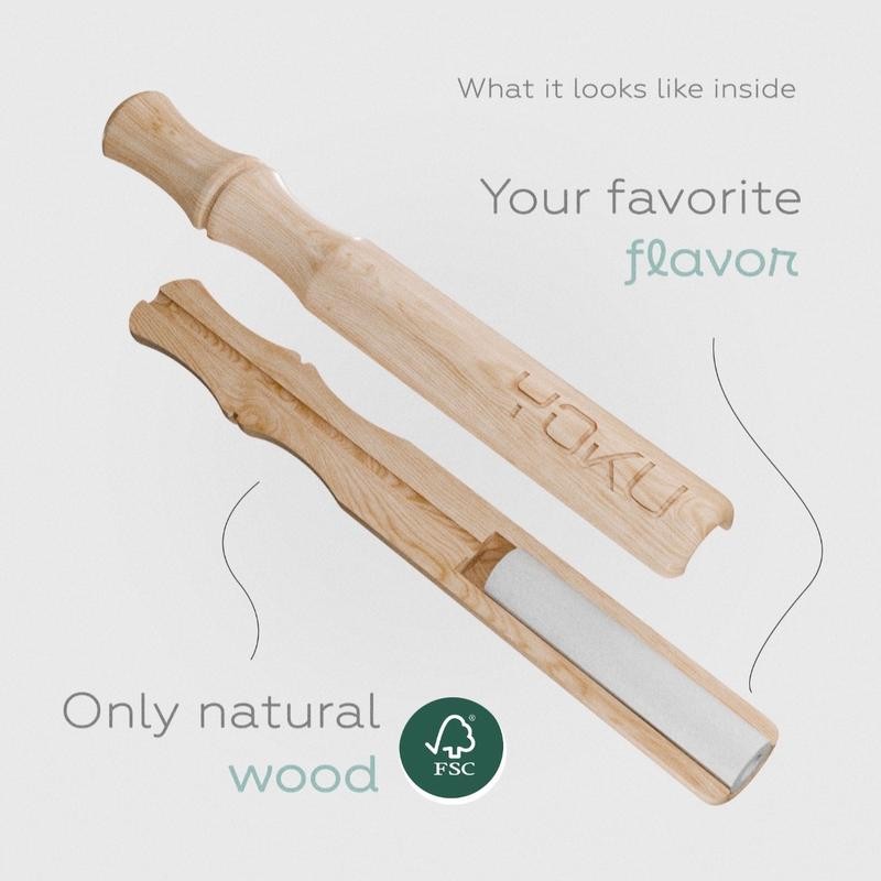 Wooden Aroma Inhaler with Essential Oil Flavored Cores - Scent: