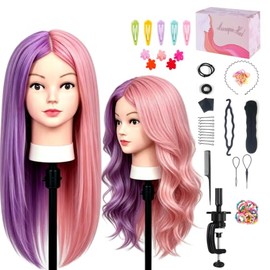 Beauty Star Cabeza De Maniquí Con 60% De Cabello Humano Real, Cabeza De Maniquí De Cosmetología De 26", Cabeza De Muñeca Para Peinar El Cabello Para Practicar, Cabezales De Trenzado De Entrenamiento D