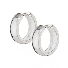 NKlaus Silver Pair Genuine 925 Sterling Silver Folding Hoop Earrings Square Rounded 17 mm 1883, Sterling Silver