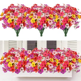 MACTING Artificial Spring Flowers Outdoor 12 Bundles Fake Flowers UV Resistant No Fade Faux Plastic Flowers for Window Box Planters Patio Porch Yard Home Indoor Outdoor Decorations(Mix Color-1)