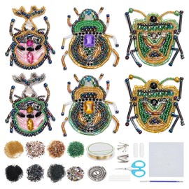 FREEBLOSS 6 Pcs Beaded Embroidery Kit Insect Sew on Patches Kit Beaded Appliques Sequin Patches Beaded Sew on Patches Embroidered Decorative Patch Sew Applique Patches for Brooch Hair Clip