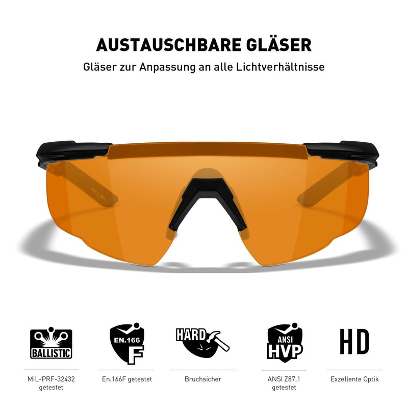 Wiley X Unisex's Saber Advanced Sunglasses, Matte Black/Light Rust, Medium/X-Large