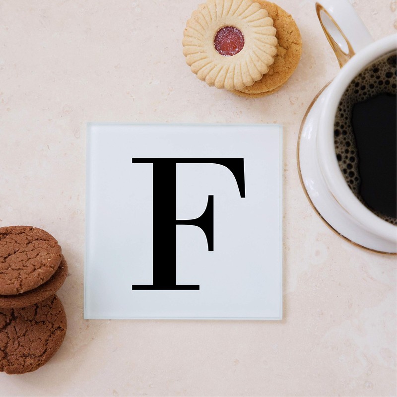 Alphabet Initial Letter Glass Drinks Coaster Mat Gift