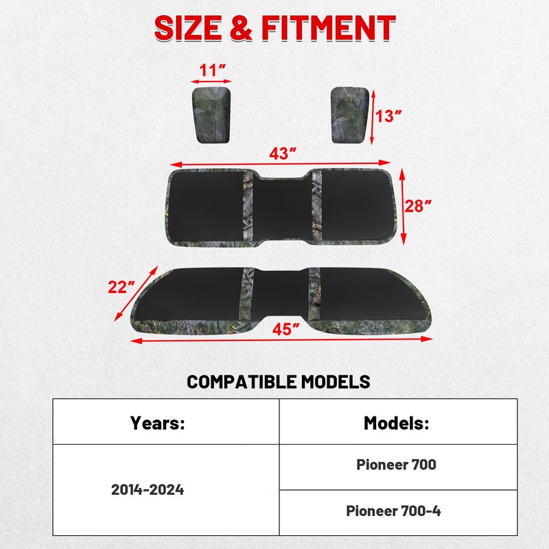 StarknightMT UTV Pioneer Seat Cover Bench Cover Compatible with Pioneer
