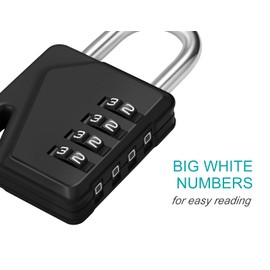 ZHEGE Gym Lock, 4 Digit Combination Lock for Locker with DIY Name Tags, Number Lock for Gym Locker, School Locker, Toolbox, Cabinets, Gate Locks for Outdoor Fence, Shed (Black and Red)