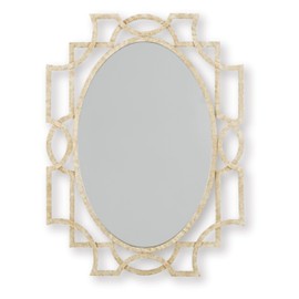 Signature Design by Ashley Fulkmore Art Deco Wall Mounted Metal Framed Accent Mirror, Metallic