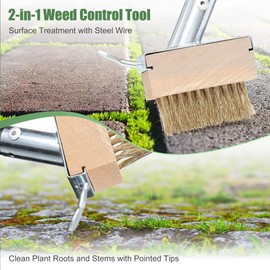 LLARGUEST Crack Weeder, 2-in-1 Long Handle Weed Brush & Scraper Tool, Manual Crevice Weeder for Pavers, Driveways, Decks, and Garden Paths.