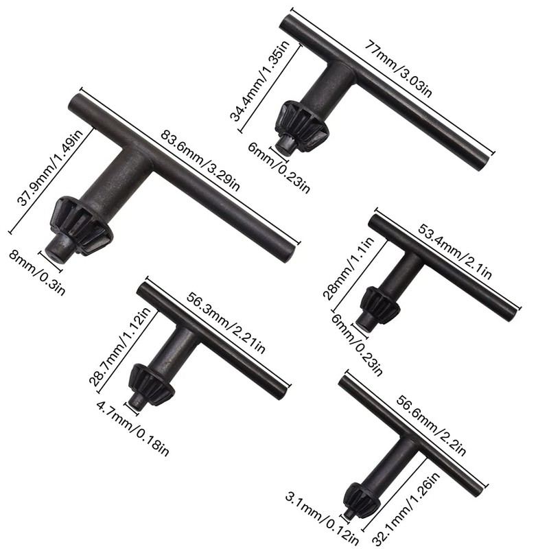 LbsAMP 5 Pieces Drill Chuck Key Universal 4mm/6mm/10mm/13mm/16mm Pillar Drill