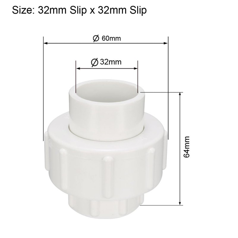 sourcing map 32mm x 32mm Slip Metric PVC Pipe Fitting