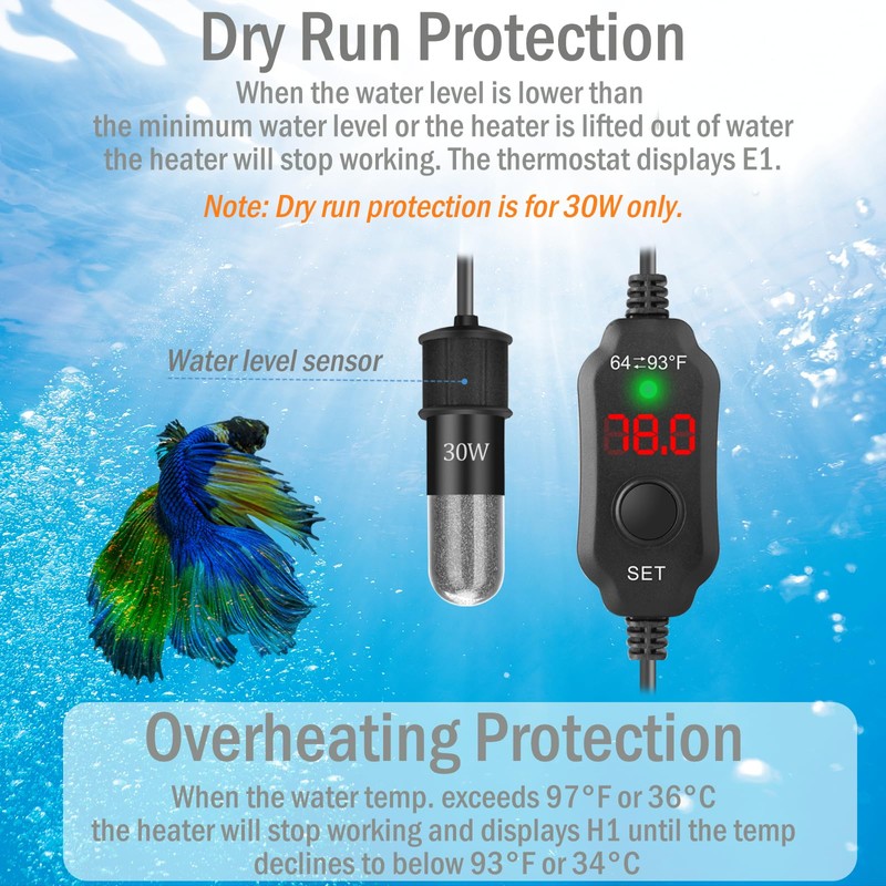 VCRAZE Mini Aquarium Heater SC-06 30W(SKU:V038)