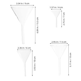 JECOMPRIS 4pcs Glass Funnel, Short Stem Wall Glass Funnel Filtering Funnel for Science Labs and Home Kitchen (40, 60, 75, 90mm)