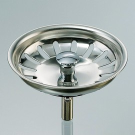 Stainless Steel Strainer Basket (3.5 Inch) for Kitchen Sinks with Manual Operation of the Drain Stopper/Valve - Basket Diameter Approx. 81 mm - Guide Rod 8 mm with Ball