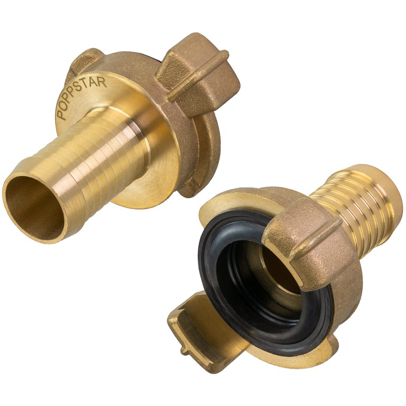Poppstar Set of 2 Brass Hose Connectors 3/4 Inch Nozzle