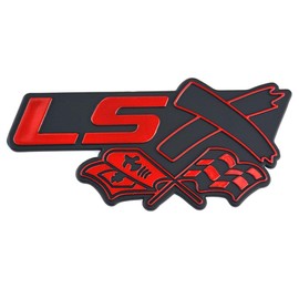 Aimoll LSX Flag Airplane Emblem,3D Badge Replacement for Decal, Fender Door Trunk Hood, GM V8 Chevy Camaro Corvette CTS-V Firebird Chevelle Impala Sierra Escalade (2pcs Black Red)