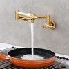 SOKNARKU Solid Brass Antique Wall Mounted Folding Faucet Double Switch