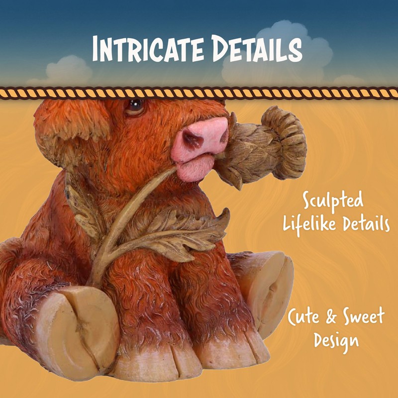 Nemesis Now Highland Thistle Highland Thistle Cow Figurine, Resin, Brown,