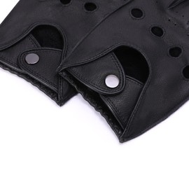 Meetoget Mens Leather Gloves For Driving Deerskin Soft and Durable CAM02,Black,Size XXL