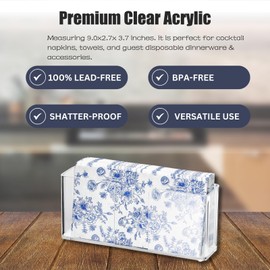 Acrylic Guest Towel Holder for Bathroom, Clear Waterproof Splashing Vertical Napkin Holder for Kitchen, Disposable Hand Towel Holder, Modern Dining Table Napkin Tray for Home, Hotel, Office