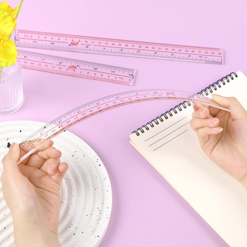 BAYTORY 6 Pieces Clear Plastic Rulers 12 Inch Transparent Acrylic