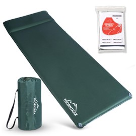 Throntrax Camping Sleeping Pad - Ultralight Camping Mat with Pillow Built-in - 3.1" Thick | Self-Inflating & Suitable for All Seasons - Compact Sleeping Pad for Camping - Green