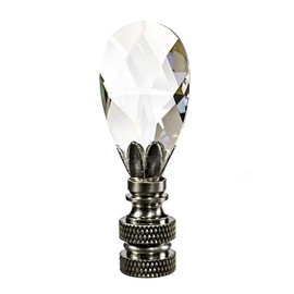 Stephanov Crystal Small Teardrop Nickel Base Lamp Finial 2.5"h