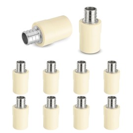 10-Pack HeSun 3/4-Inch CPVC Transition Coupling, 3/4" PEX x 3/4" CPVC Brass Crimp Pex Fittings, ASTM F1807(PEX1807342)