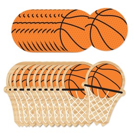 Big Dot of Happiness Nothin' but Net - Basketball DIY Shaped Party Cut-Outs - 24 Count