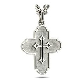 Shields of Strength Men's Stainless Steel Fearless Cross Necklace- Psalm 56:3-4