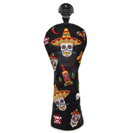 Golf Headcover 3 Wooden Golf Head Cover Sugar Skull (for Hybrid, 1 Piece)