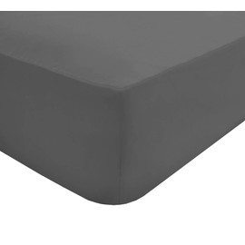 Sleepdown Fitted Sheet Super Soft Cosy Easy Care Polycotton Bed Linen Luxury Bedding Bedsheet 25 cm Deep Non Iron - Grey - King