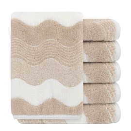 Microfiber Facial Cloths Fast Drying Washcloth 12x12inch Wave Pattern 6 Pack