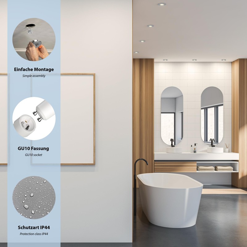 ledscom.de ERID Bathroom Ceiling Mounting Frames for Wet Rooms IP44