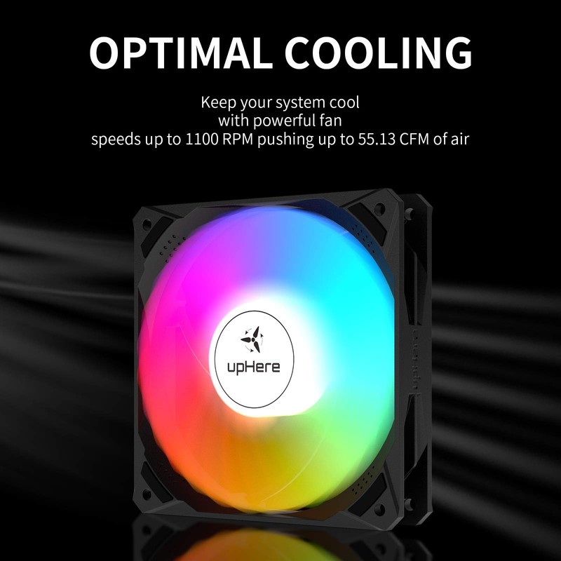 upHere 120mm Rainbow LED PC Case Fan,High Performance Silent Fan