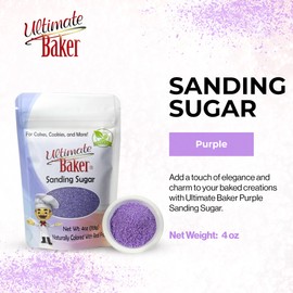 Ultimate Baker - Sanding Sugar, Purple - Vibrant, Naturally Colored Baking & Decorating Sugar, Perfect for Sprinkling on Cakes, Desserts & Confections, Medium Crystal - 4oz