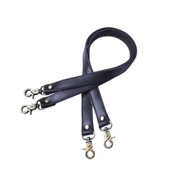 Wento - Par de correas de piel genuino de 24 pulgadas, gancho de langosta, tamaño interior de 0.3 pulgadas, asas de lona de costura de piel real, correas de repuesto para cartera, correas para bolso de mano, correas para portafolios (negro)