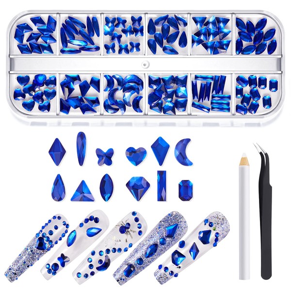 120 pcs Multi Shapes 3D Glass art rhinestones nail gems，Mix