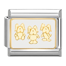 Quiges - 9mm Italian Style Charm Link Module Stainless Steel Rabbit for Italian Style Bracelets