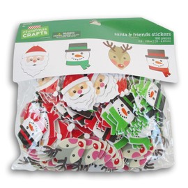 Christmas Santa & Friends Foam Stickers - Santa, Reindeer, Snowmen - 180 Pieces