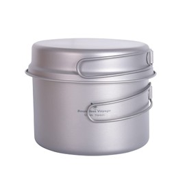 Boundless Voyage Ti2110C Titanium Pot with 500 ml Pan Ultralight Cooking Utensils Measuring Kit Soup Pot with Folding Handle for Outdoor Picnic Kitchen 1200 ml