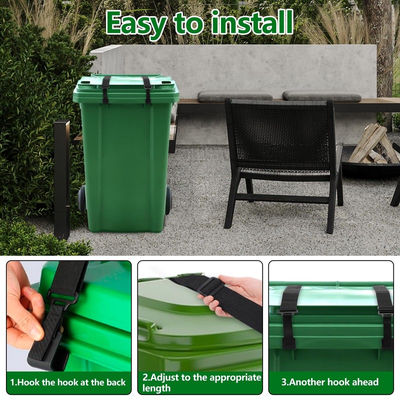 4PCS Trash Can Lid Lock for Animals, Adjustable Garbage Can