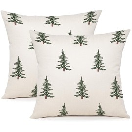 YCOLL Christmas Cushion Covers 45x45 cm 2 Pack Christmas Cushions Decorative Xmas Christmas Pillows Linen Cushion Cases for Christmas Decor Sofa Bedroom Couch (18 x 18 Inches)