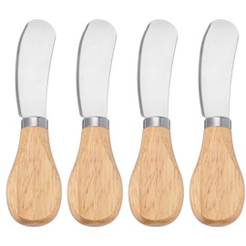 Ymapinc 4 Pcs Small Butter Spreader Knife, 4.8 inch Versatile Stainless Steel Cheese Spreader Knives with Wooden Handle for Charcuterie board Pastry Peanut Kitchen Accessories