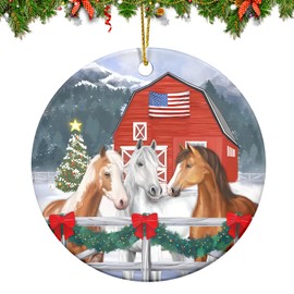 Christmas Ornaments 2024, Acrylic Christmas Horse Ornaments Pendant, Christmas Decorations Indoor Outdoor Hanging Ornaments Holiday Wedding Party Decor Xmas Gift for Kids