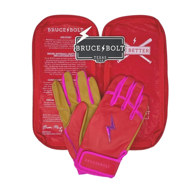 BRUCE BOLT Bader Series Short Cuff Pink Batting Glove -