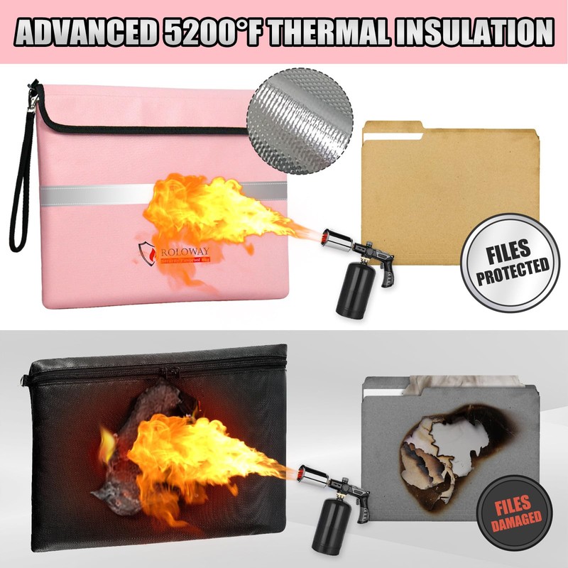 ROLOWAY Fireproof Document Bag (14 x 11 inch) with 5200℉