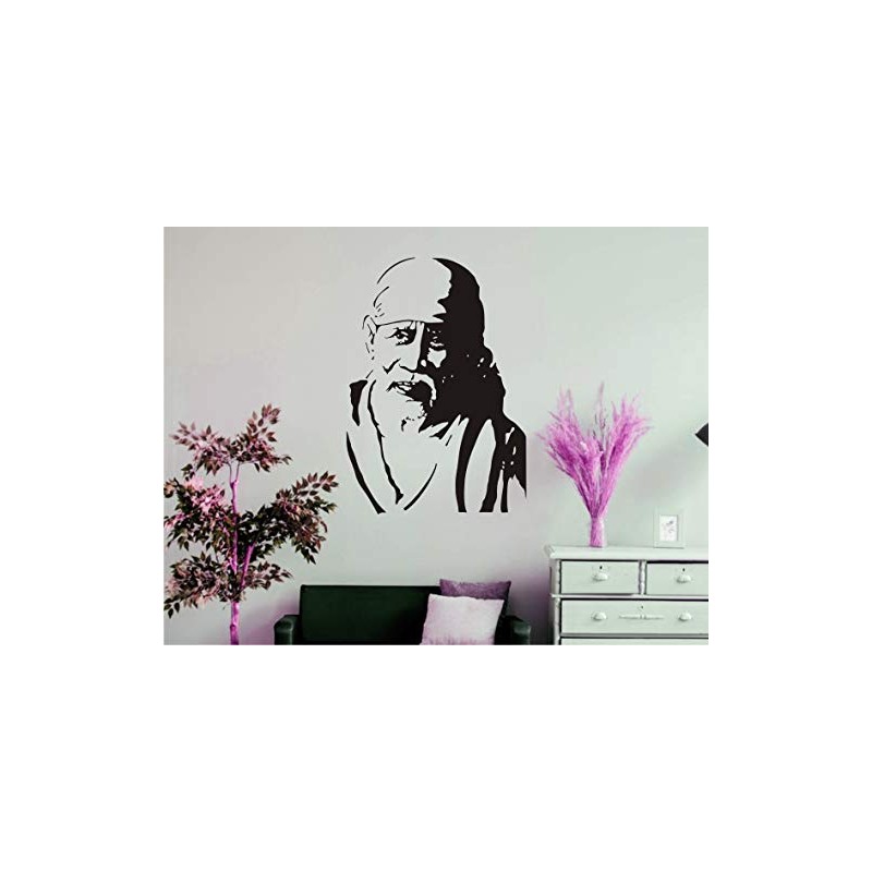 Sai Baba Black Wall Sticker Size(59 * 84) cm